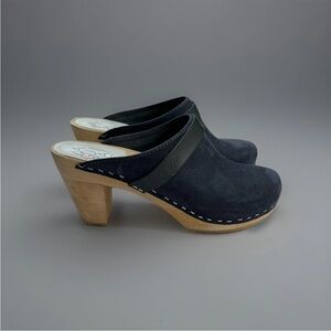 Maguba Swedish Clogs Black Nubuck Leather Size 37/6.5